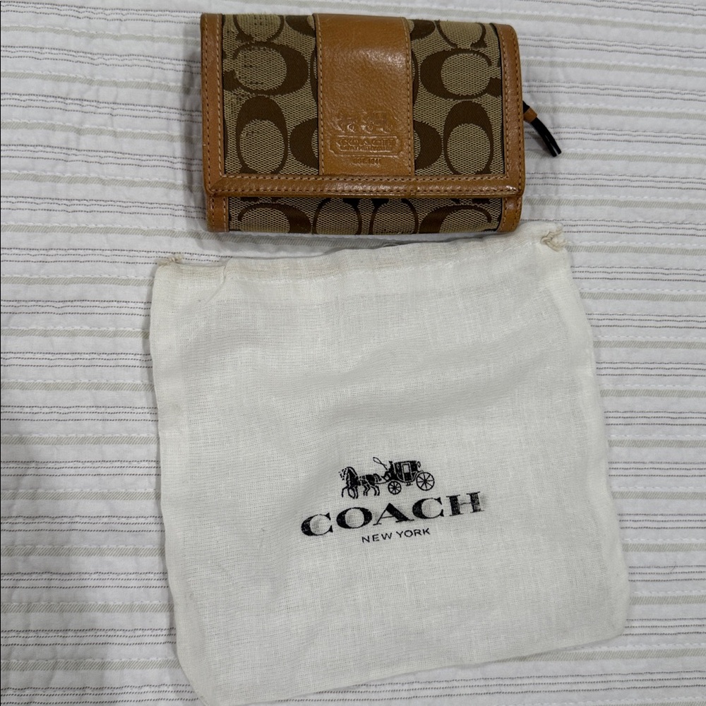 Coach Signature Canvas Wallet in Brown and Tan - Picture 11 of 11